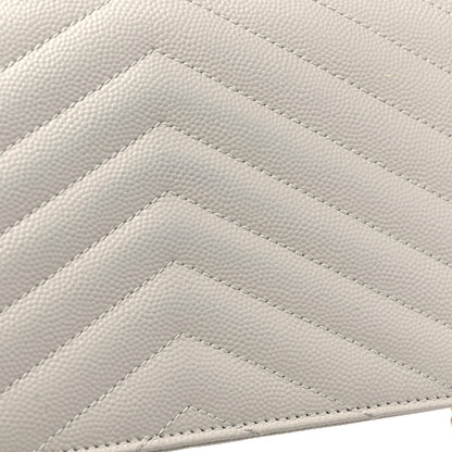 Saint Laurent Grain De Poudre Matelasse Chevron Cassandre Envelope Chain Wallet Crema Soft 11 of 11