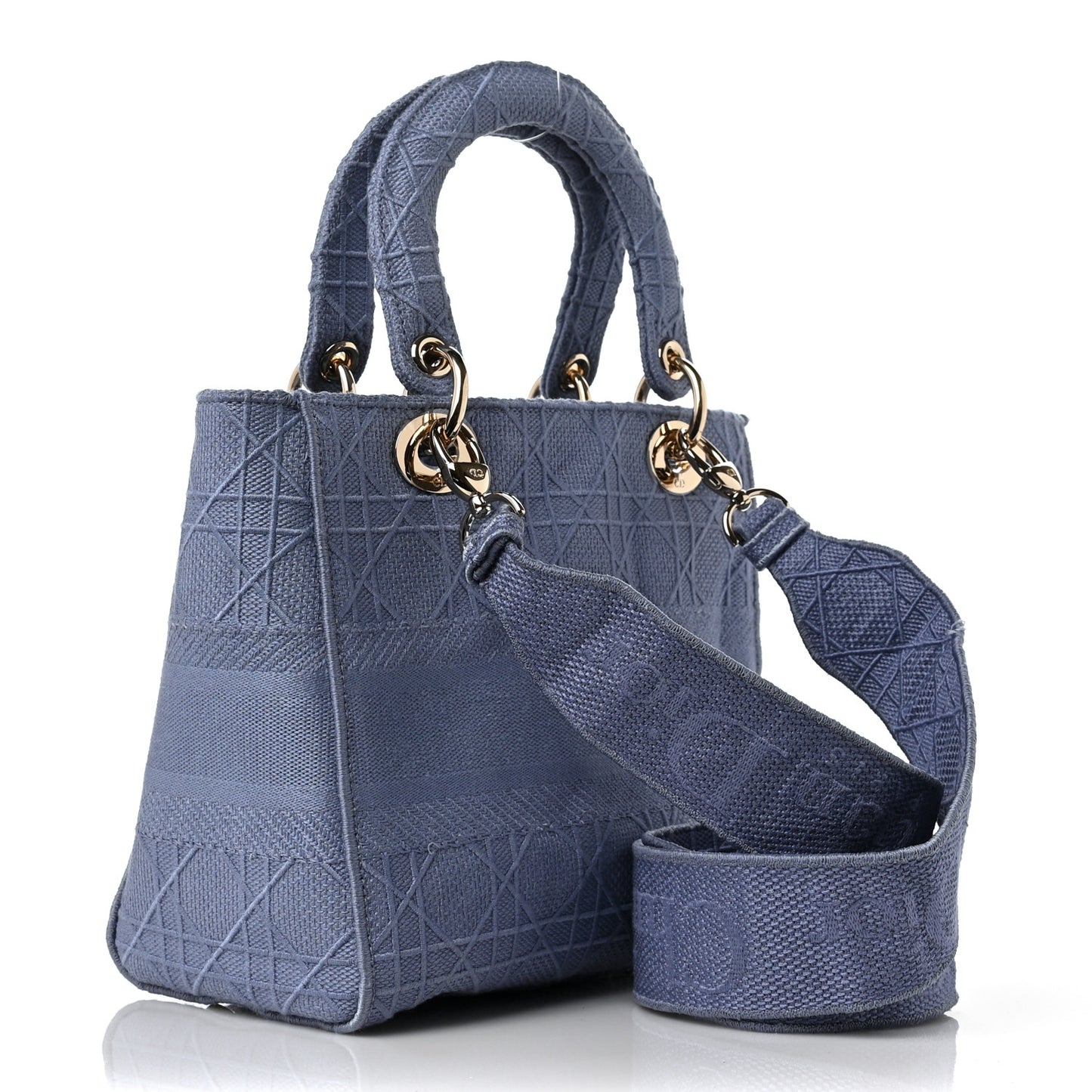 Canvas Embroidered Cannage Medium Lady D-Lite Blue