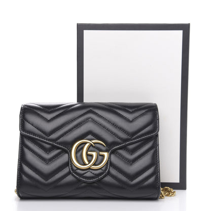 Gucci Calfskin Matelasse GG Marmont Chain Wallet Black 11 of 11
