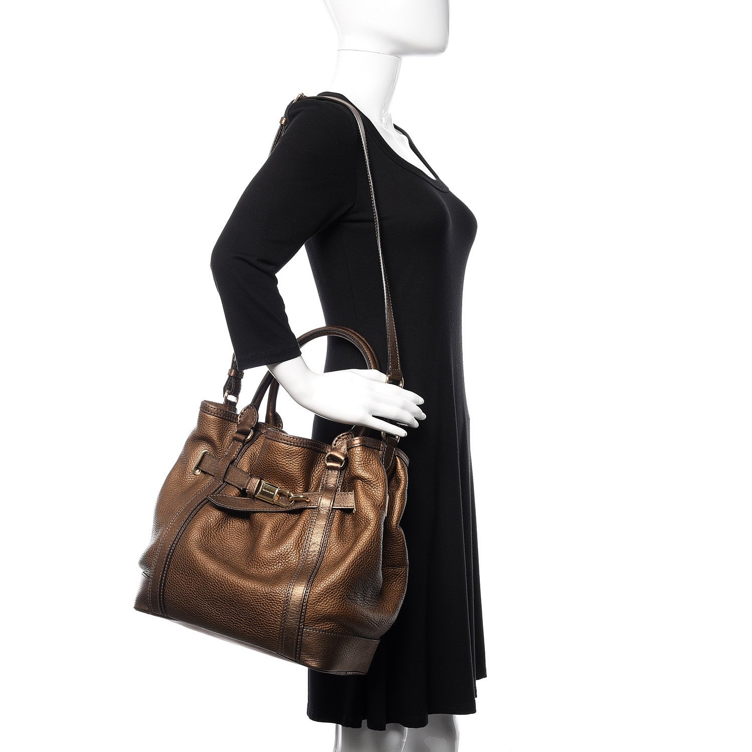 Burberry Grainy Calfskin Medium Golderton Tote Antique Gold 2 of 12