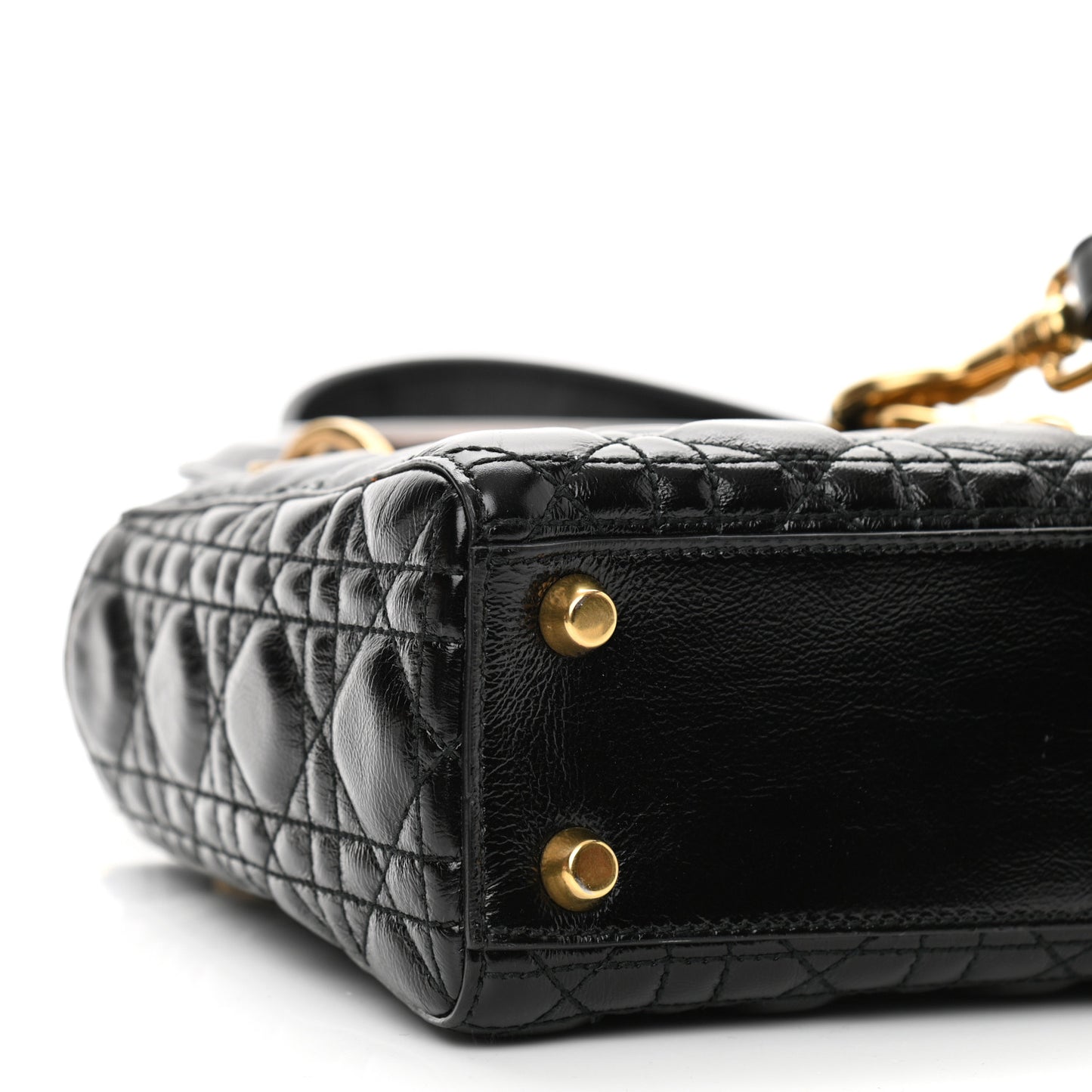 Crinkled Patent Cannage Small Lucky Badges My Lady Dior Black