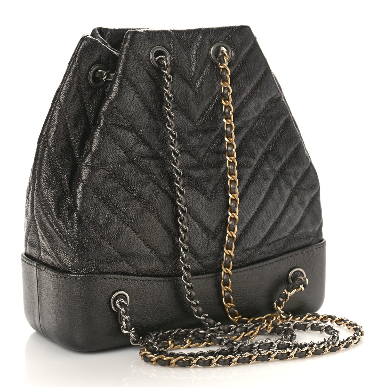 Chanel Caviar Chevron Quilted Small Gabrielle Backpack Black 3 of 9