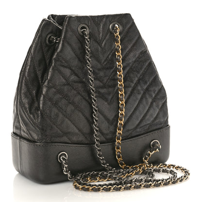 Chanel Caviar Chevron Quilted Small Gabrielle Backpack Black 3 of 9