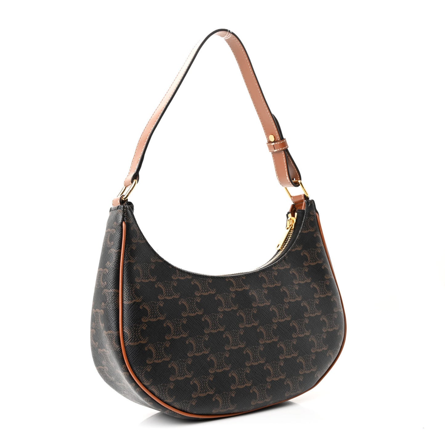 Triomphe Canvas Calfskin Ava Shoulder Bag Tan