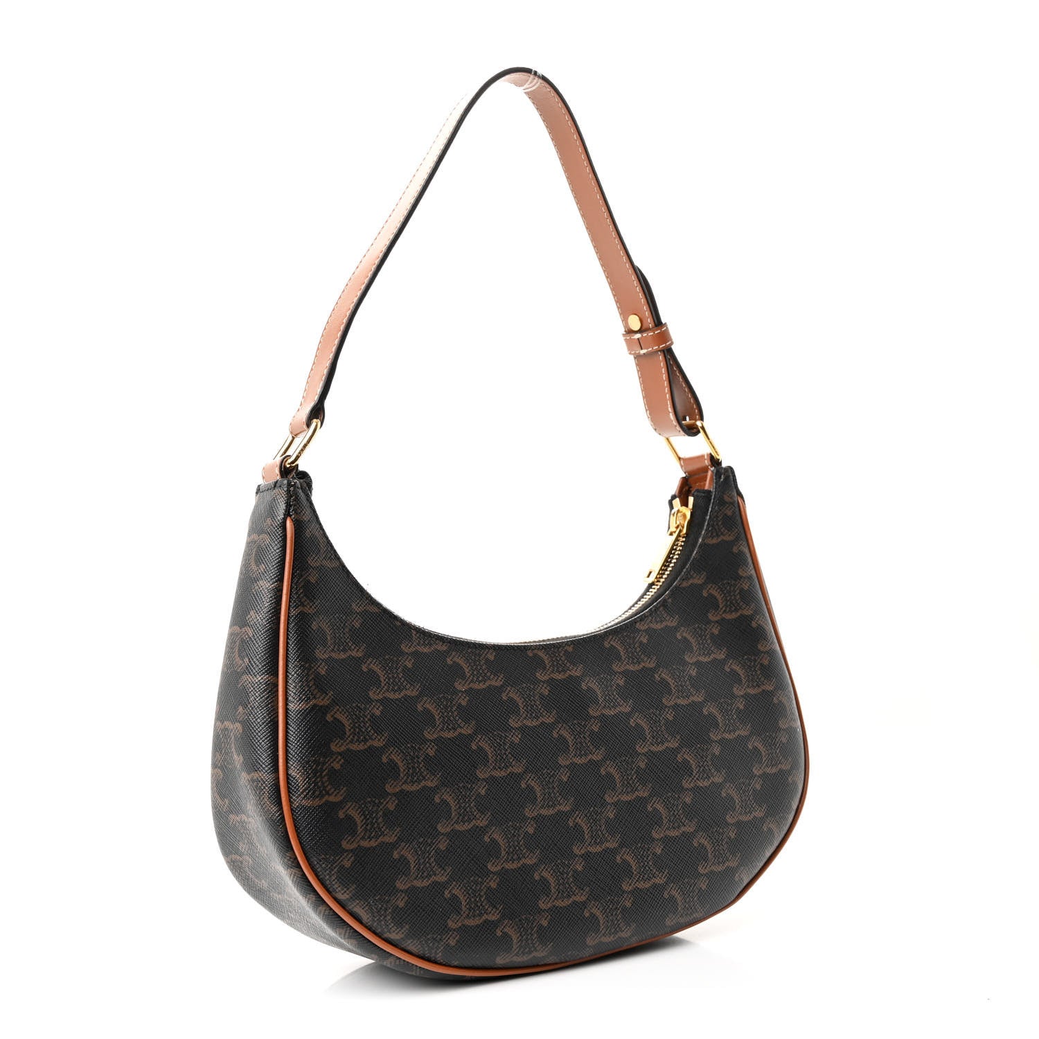 Celine Triomphe Canvas Calfskin Ava Shoulder Bag Tan 3 of 11