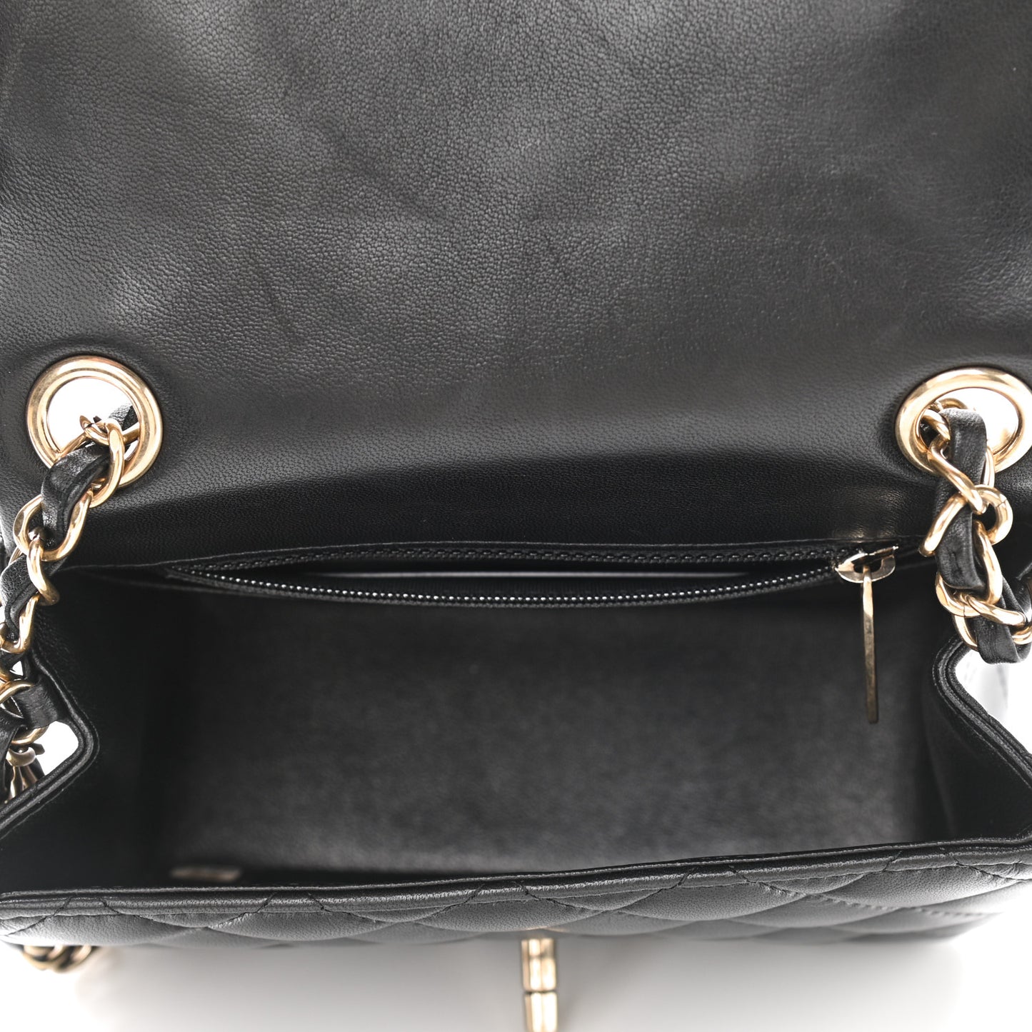 Lambskin Quilted Mini Square Flap Black