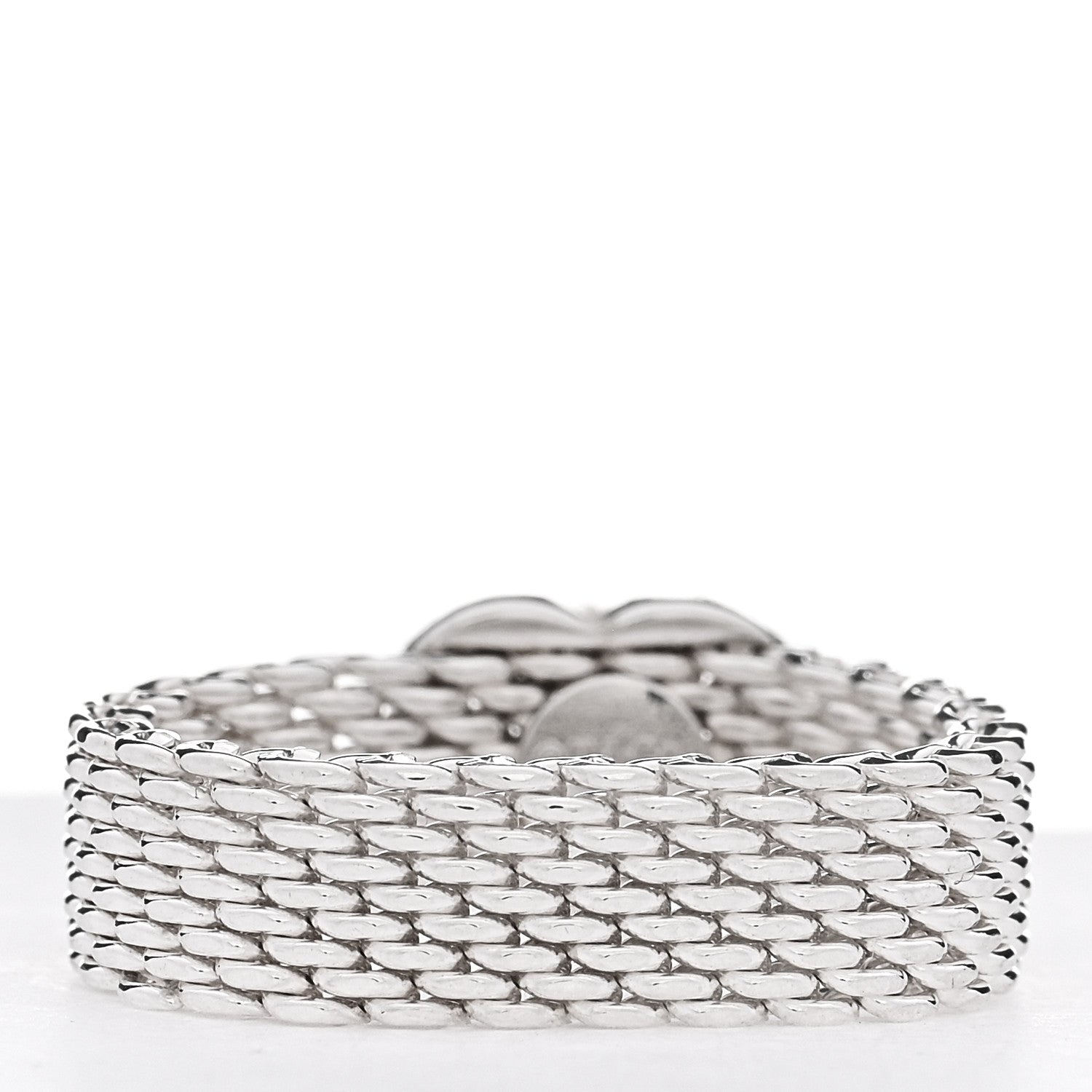 Tiffany Sterling Silver Somerset Mesh Heart Ring 56 7.5 3 of 5