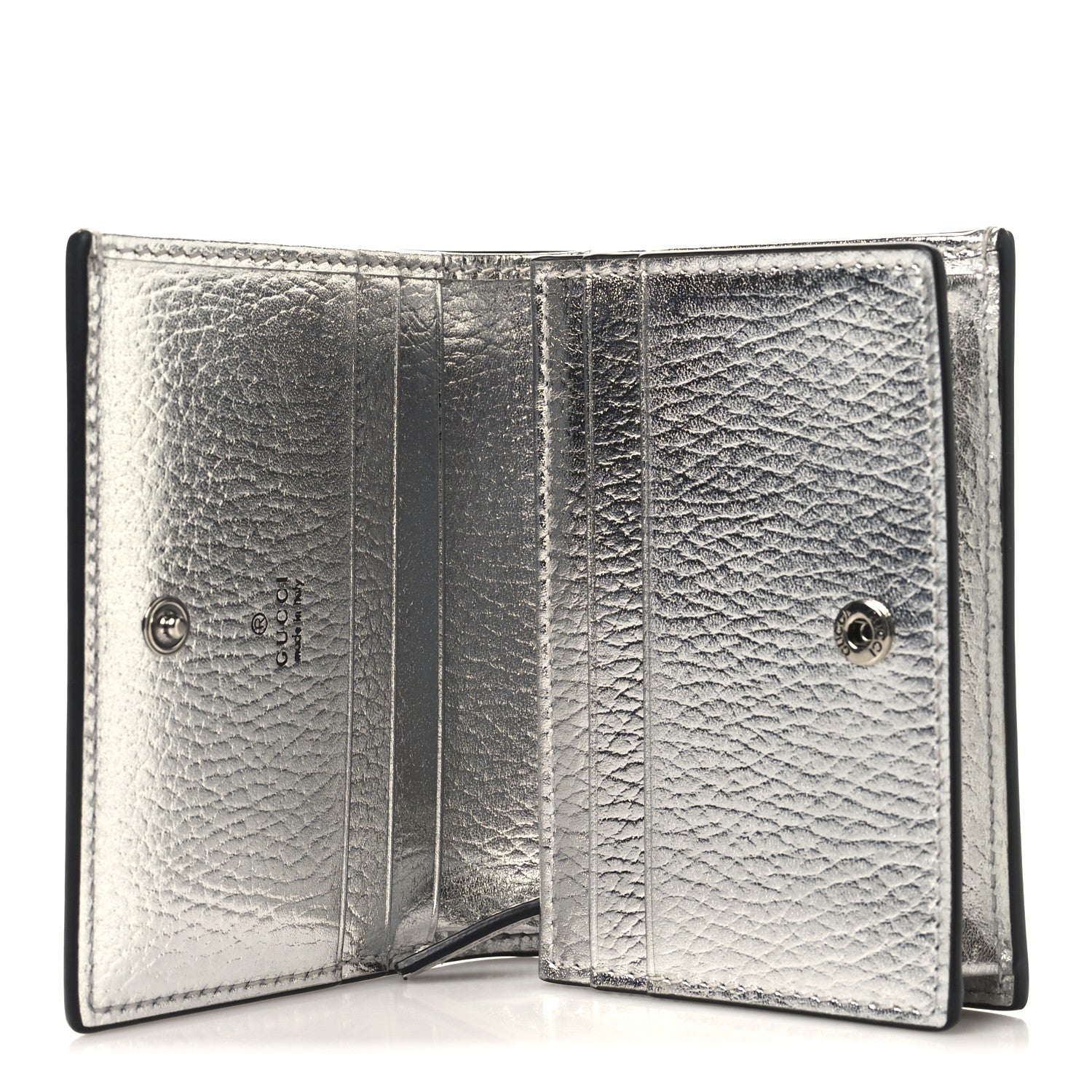Gucci Metallic Calfskin GG Marmont Card Case Silver 5 of 8