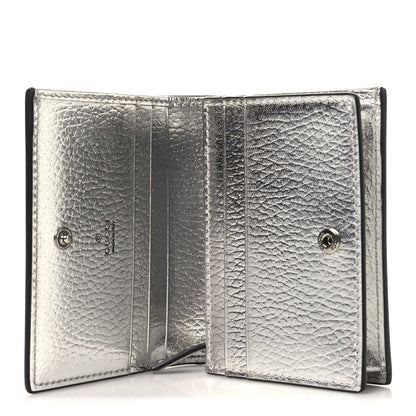 Gucci Metallic Calfskin GG Marmont Card Case Silver 5 of 8