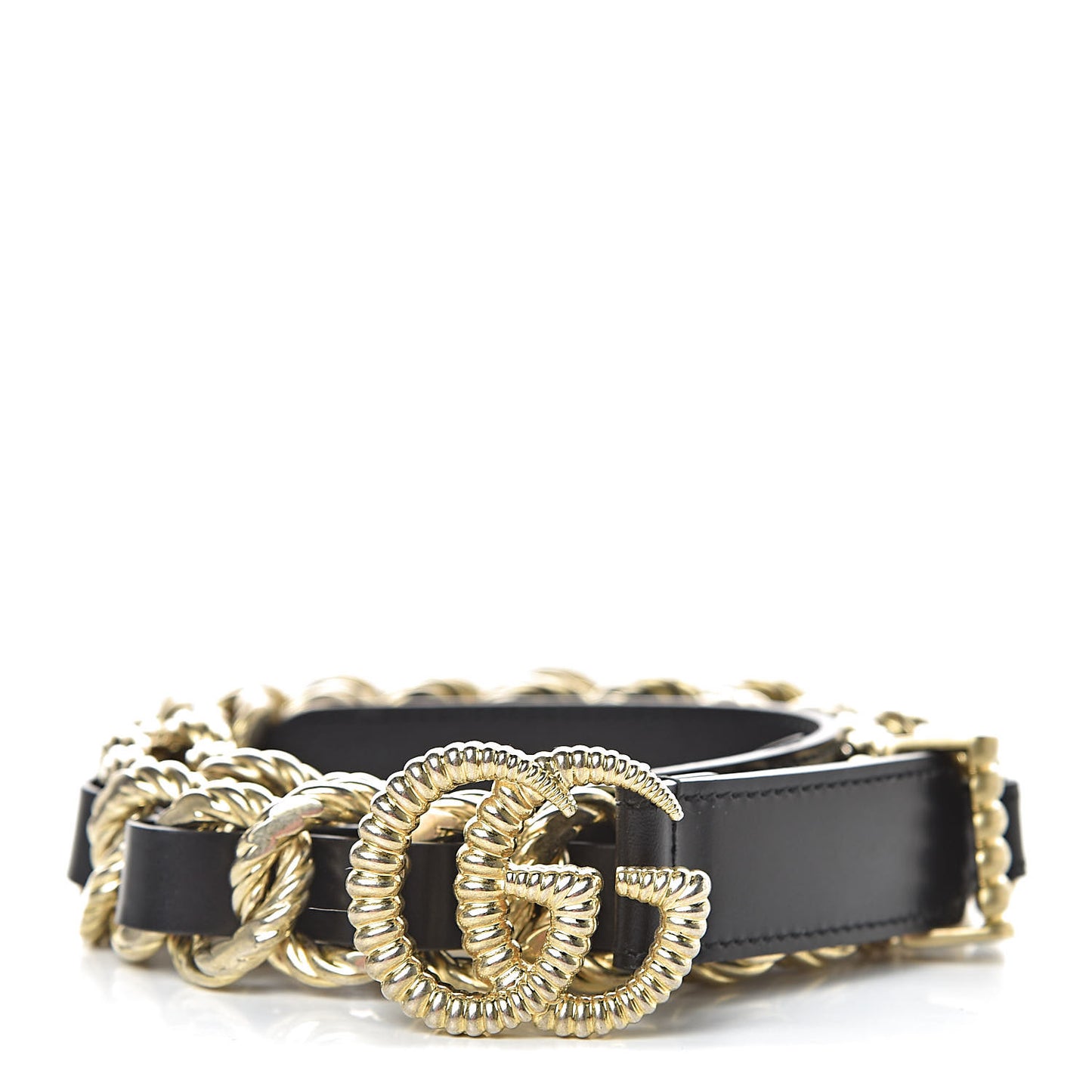 Calfskin Torchon Double G Chain 25mm Belt 85 34 Black