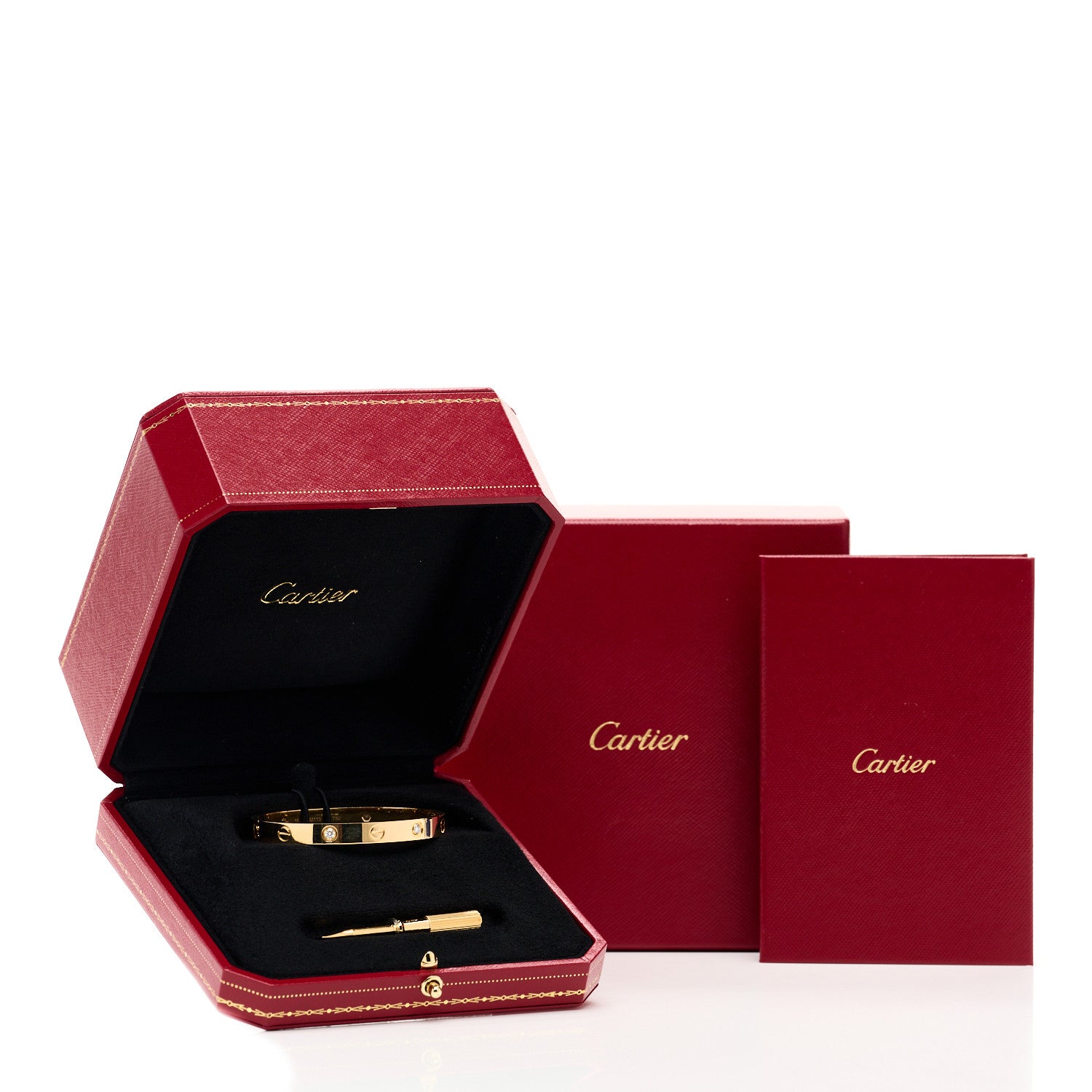 Cartier 18K Yellow Gold 4 Diamond LOVE Bracelet 16 11 of 11