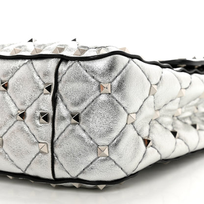 Valentino Garavani Metallic Nappa Medium Rockstud Spike Shoulder Bag Silver 9 of 9