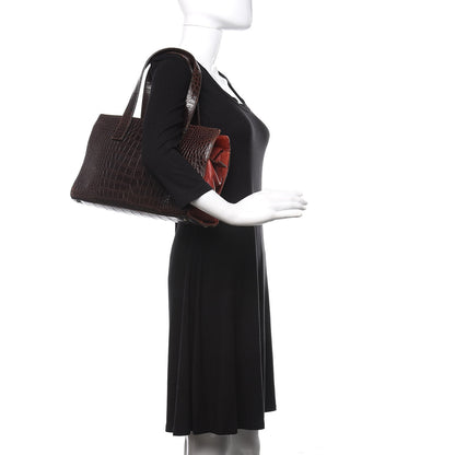 Chanel Alligator Calfskin Tote Dark Brown 2 of 12