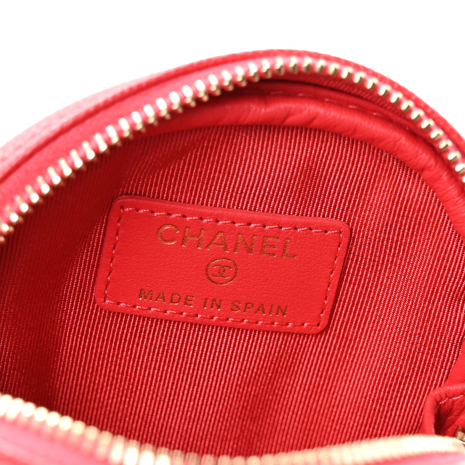 Chanel Caviar Quilted Zip Around Classic Coin Purse Red 6 of 7