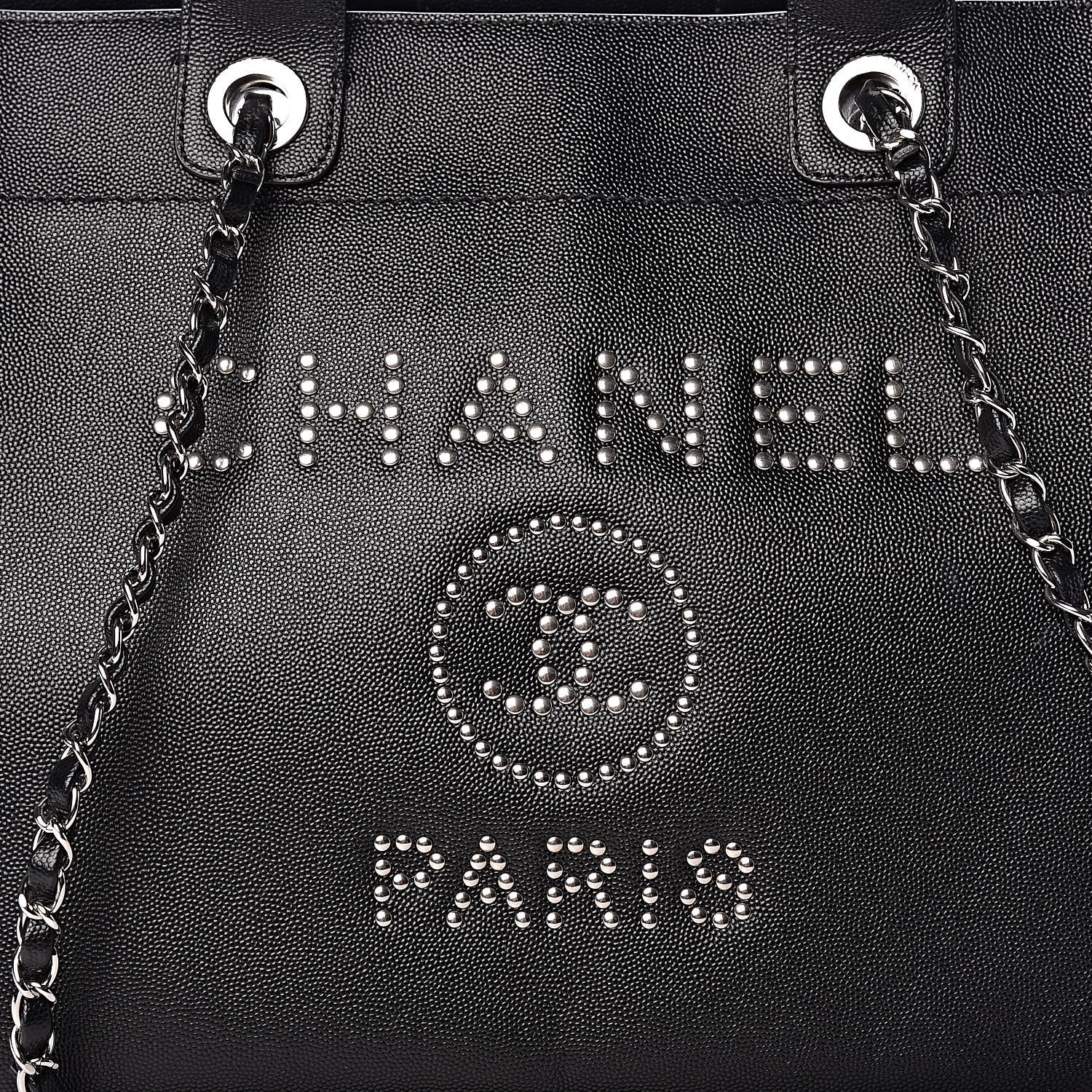 Chanel Caviar Medium Studded Deauville Tote Black 8 of 11
