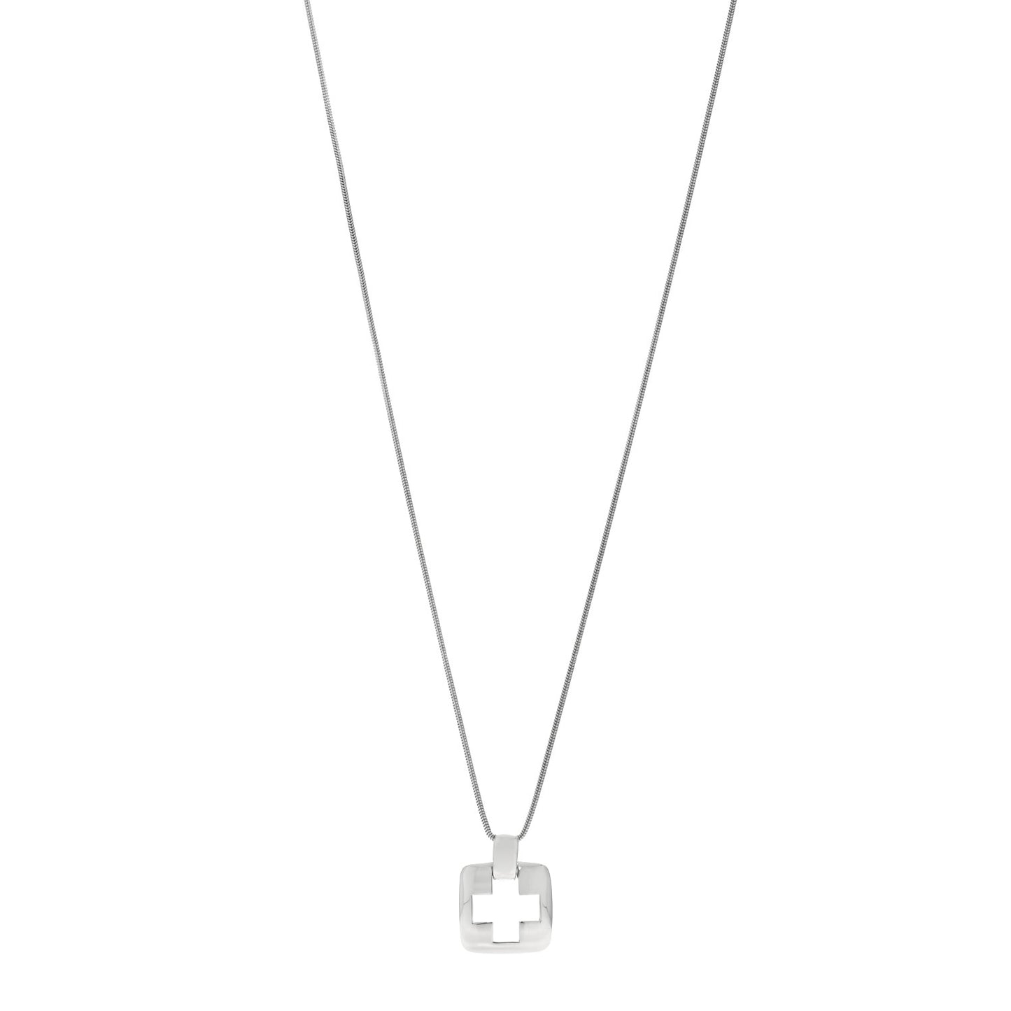 Sterling Silver Cross Cutout Pendant Necklace