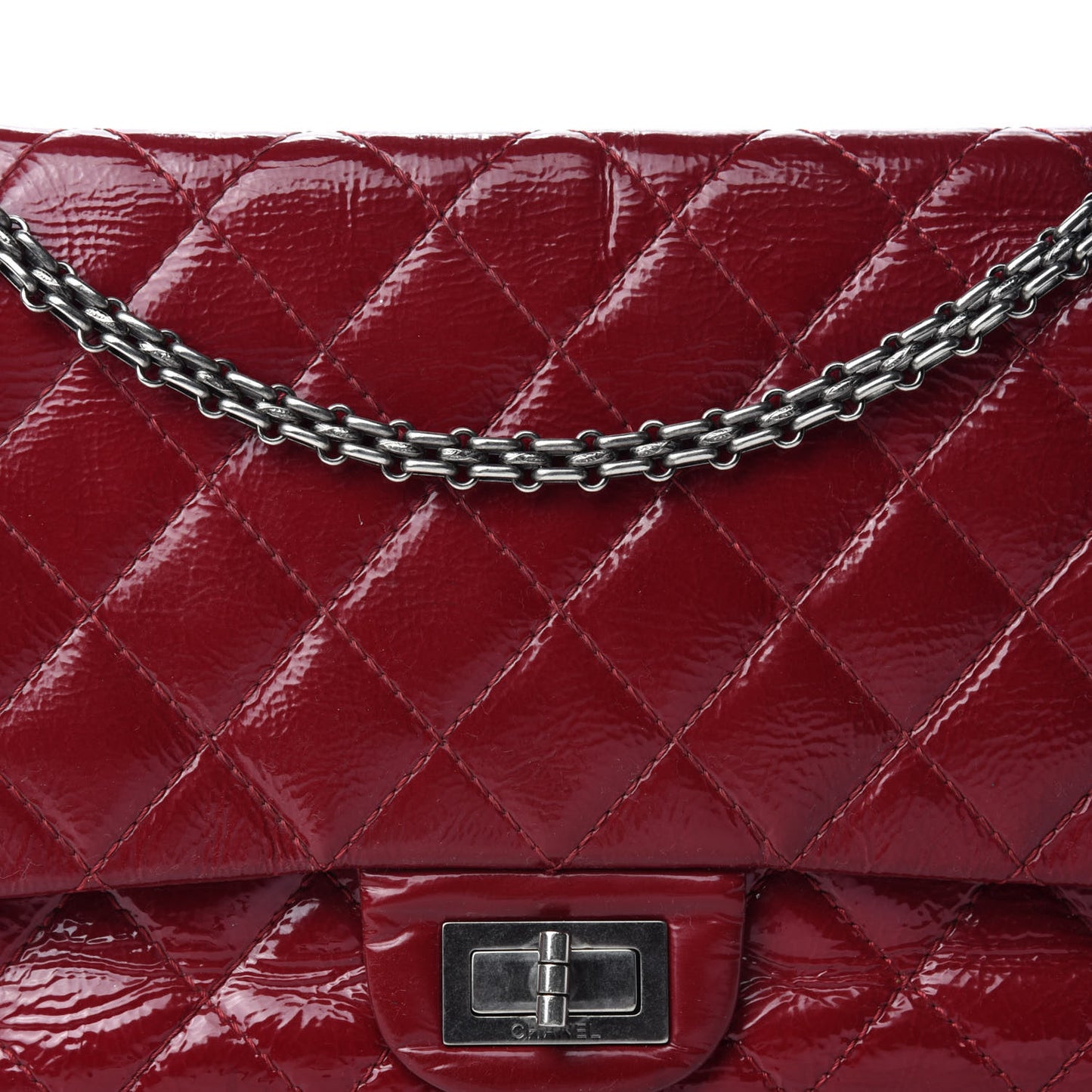 Distressed Patent Quilted 2.55 Reissue 227 Flap Red