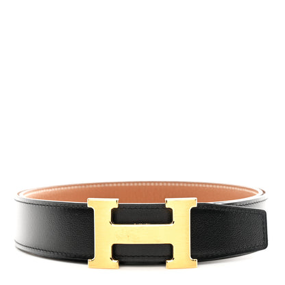 Hermes Box Togo 32mm H Belt 95 38 Black Gold 1 of 5