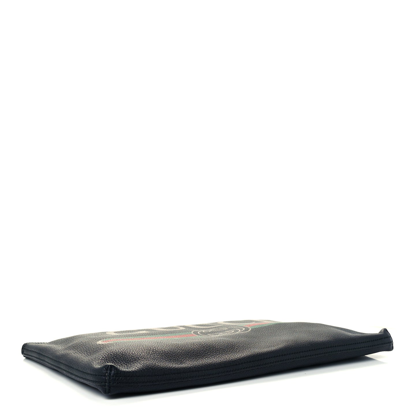 Pebbled Calfskin Large Logo Portfolio Clutch Black