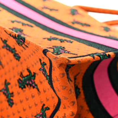 Christian Dior Canvas Embroidered Medium Dino Book Tote Orange Multicolor 12 of 14