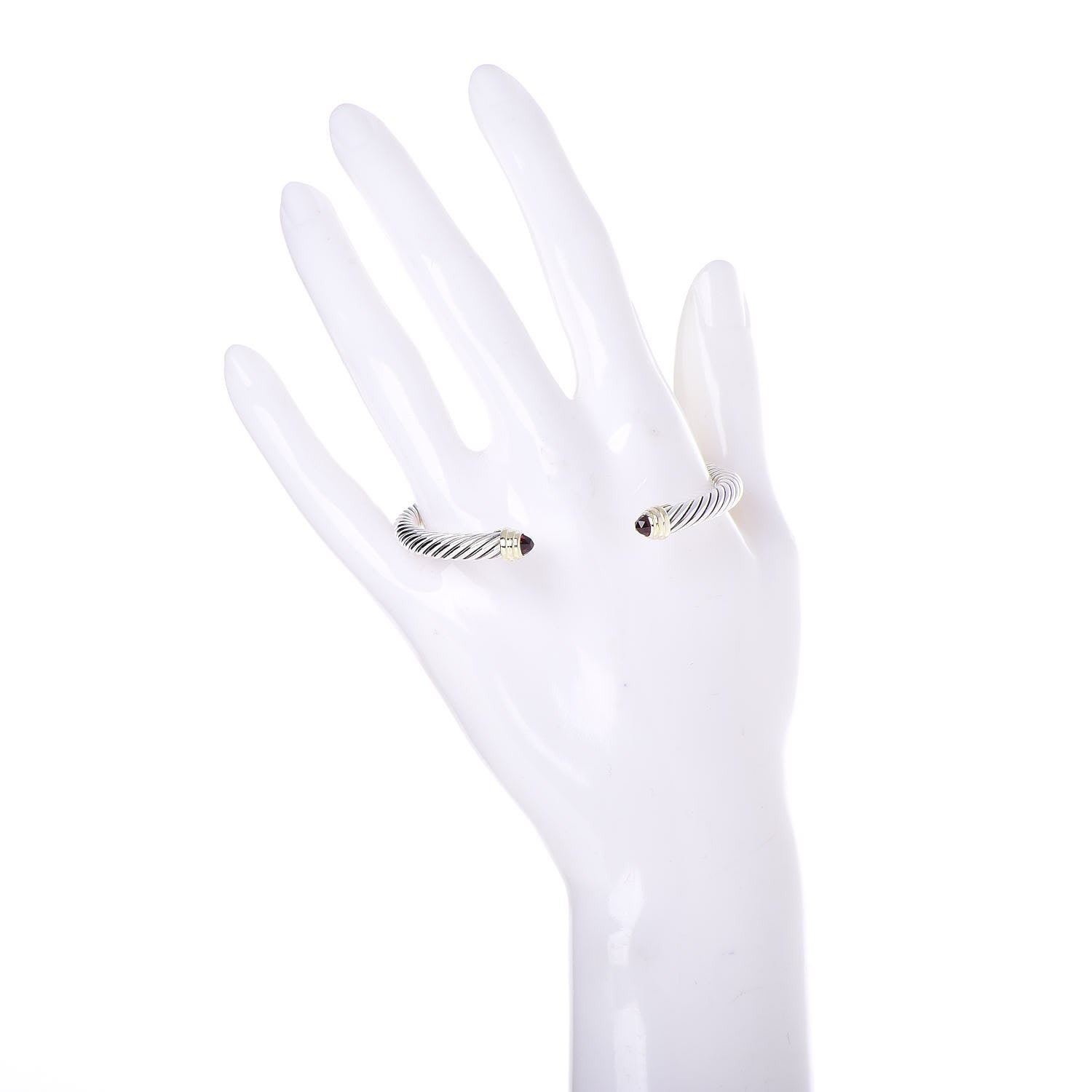 David Yurman Sterling Silver 14K Yellow Gold Garnet 5mm Cable Classics Petite Color Bracelet 2 of 5