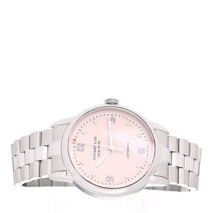 Tiffany Stainless Steel Diamond 34mm CT60 3-Hand Automatic Watch Pink 2 of 4