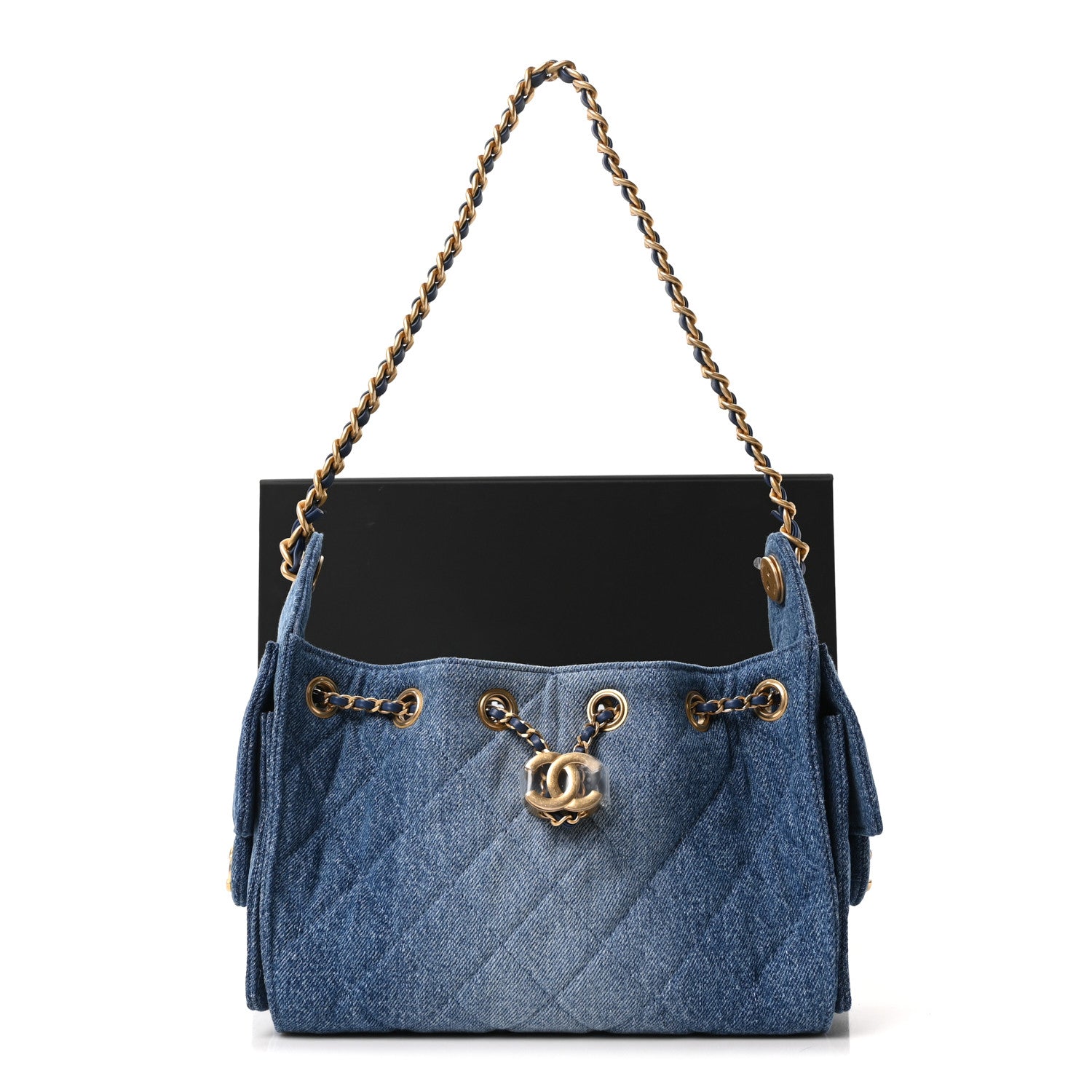 Chanel Washed Denim Quilted Mini Chanel 25 Handbag Blue 20 of 21