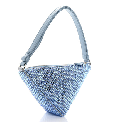 Prada Satin Crystal Triangle Pouch Celeste 3 of 11
