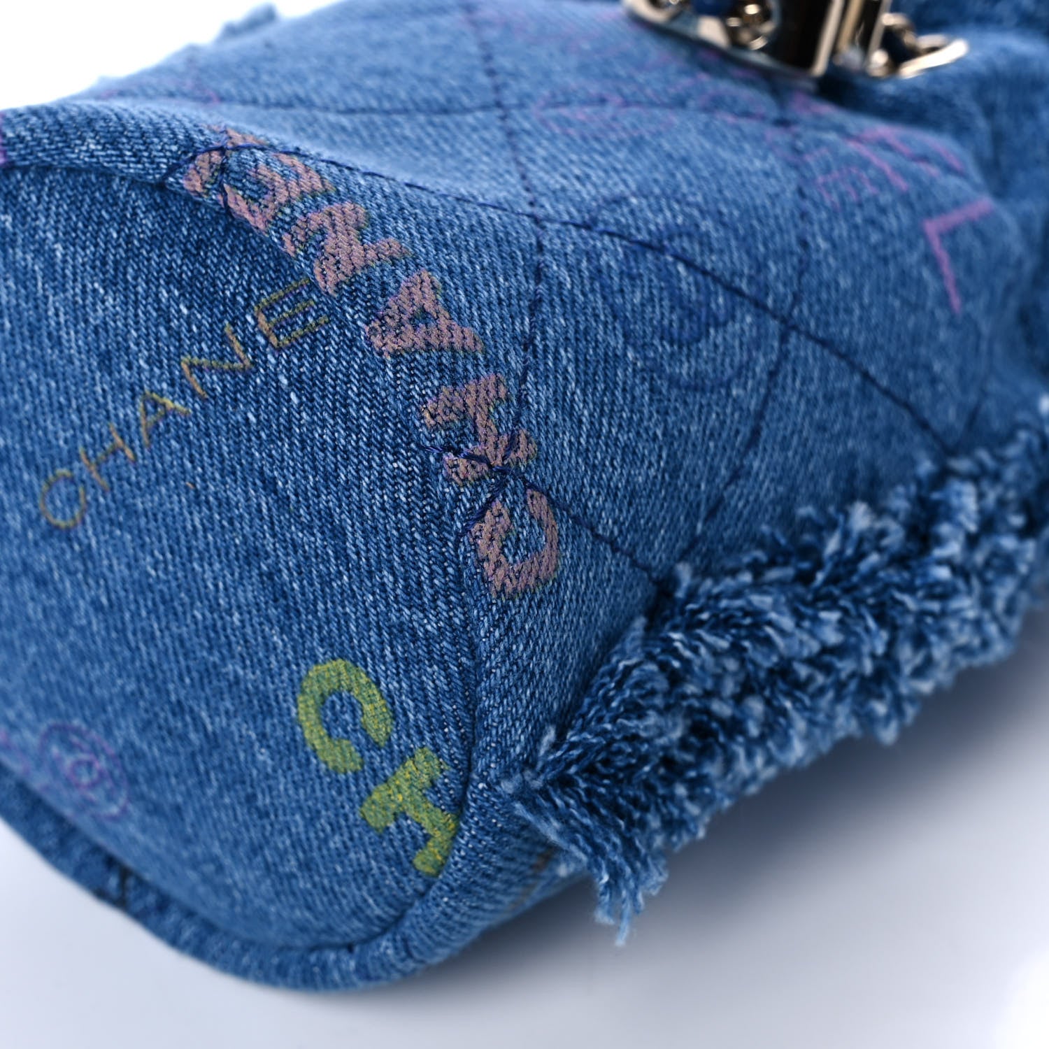 Chanel Denim Quilted Mood Mini Bucket With Chain Blue Multicolor 10 of 11