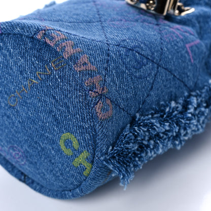 Chanel Denim Quilted Mood Mini Bucket With Chain Blue Multicolor 10 of 11