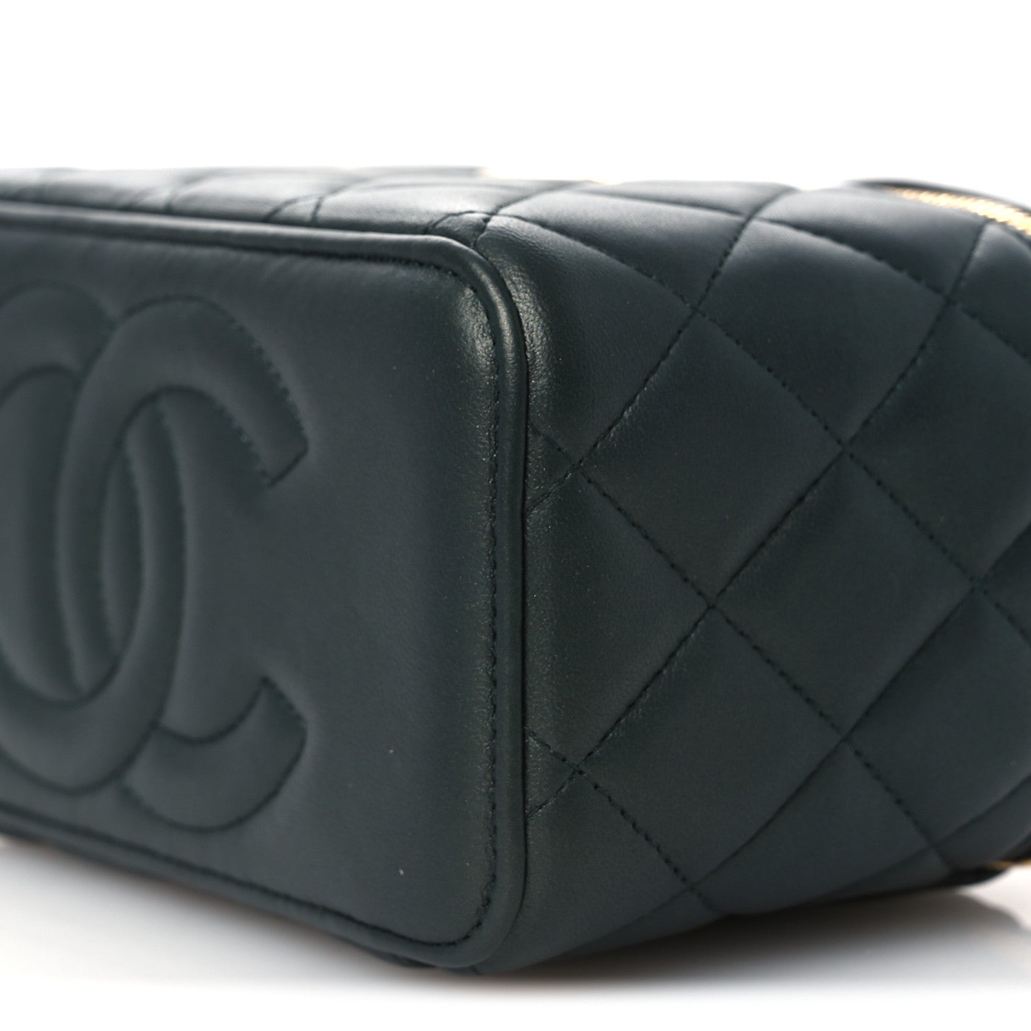Chanel Iridescent Lambskin Quilted Small Top Handle Vanity Case With Chain Green 10 of 10