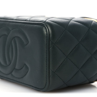 Chanel Iridescent Lambskin Quilted Small Top Handle Vanity Case With Chain Green 10 of 10