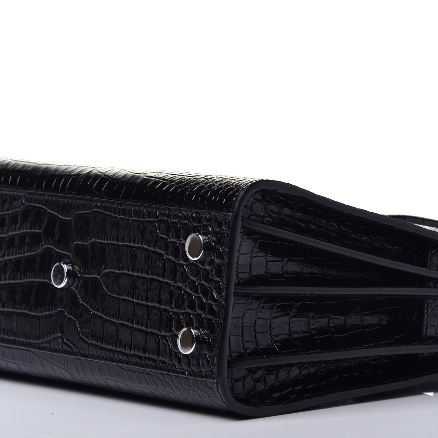 Calfskin Crocodile Embossed Nano Sac De Jour Black