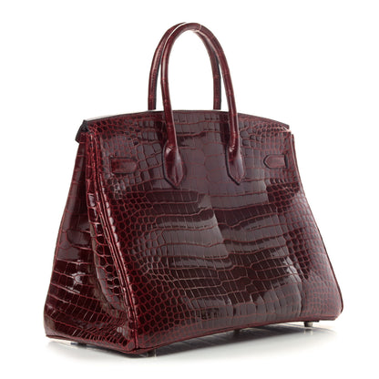 Hermes Shiny Porosus Crocodile Birkin 35 Rouge H 2 of 8