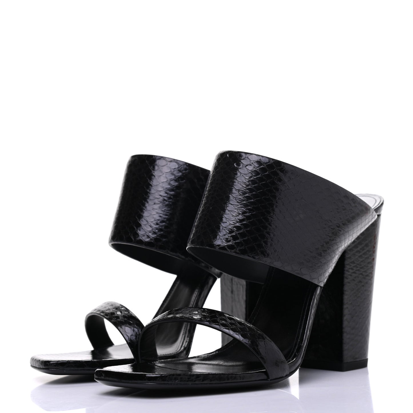 Snakeskin Oak Mule Sandals 40.5 Black