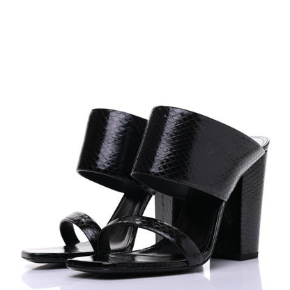 Saint Laurent Snakeskin Oak Mule Sandals 40.5 Black 3 of 12