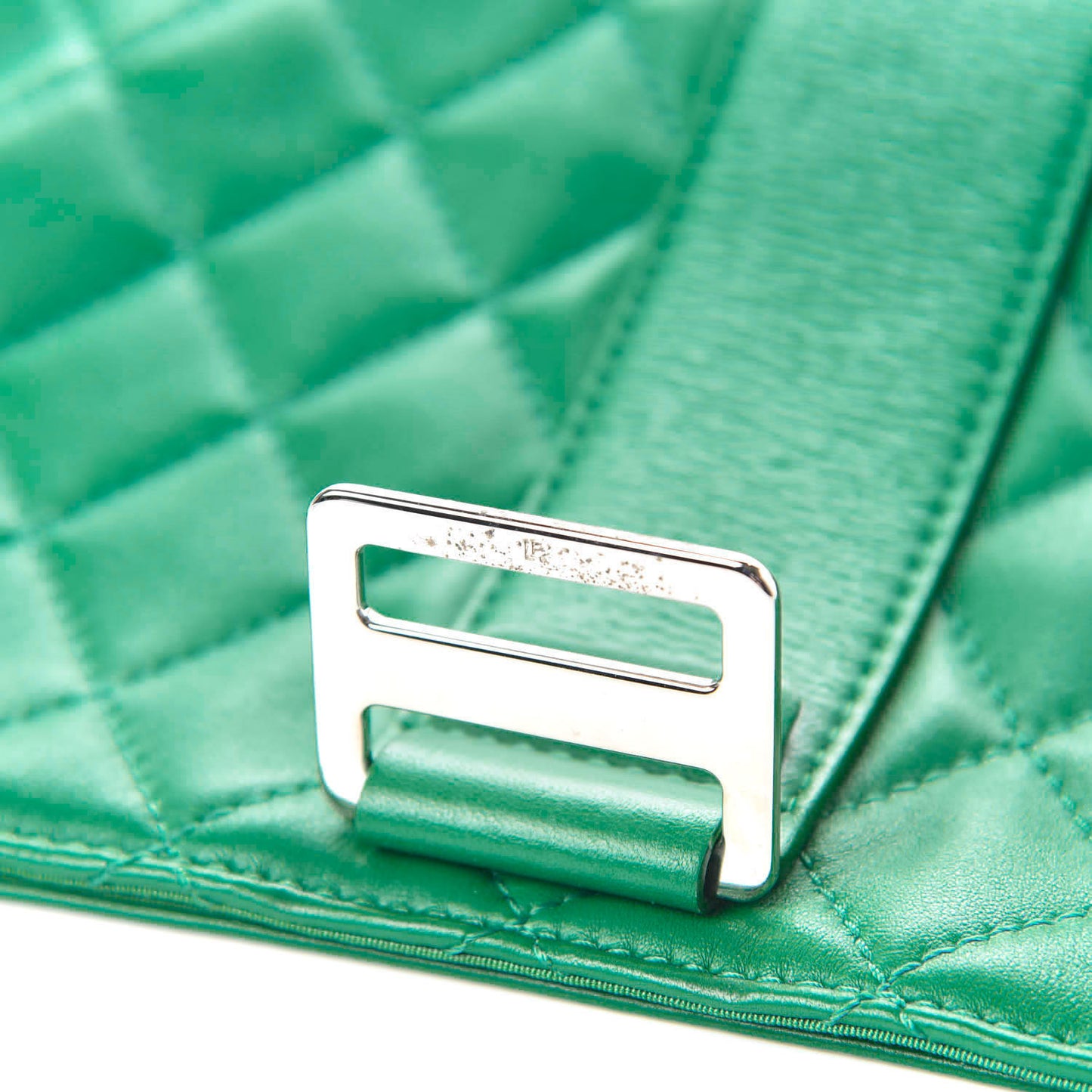 Lambskin Quilted Grip Clutch Green