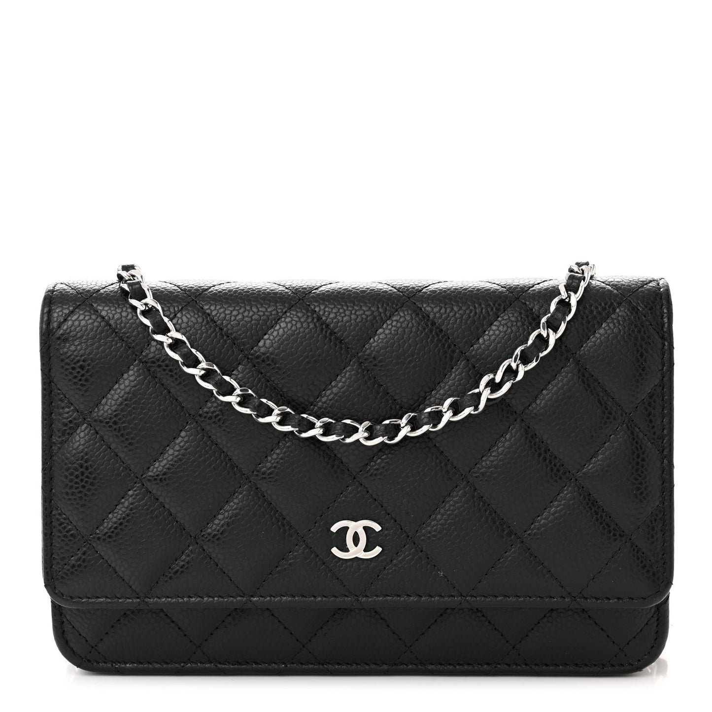 Caviar Quilted Wallet on Chain WOC Black