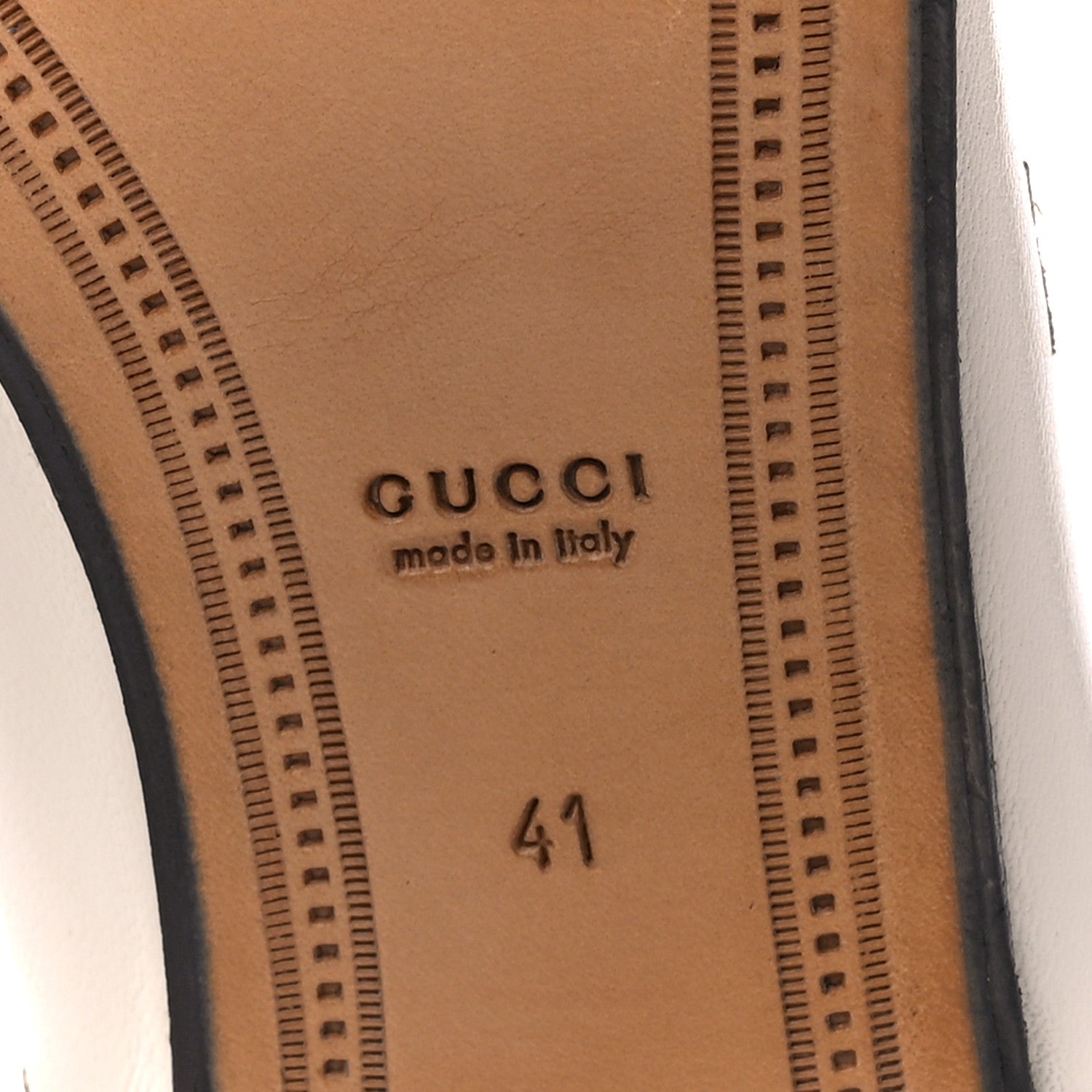 Gucci Goatskin Bee Star Embroidered Womens Jordaan Loafers 41 Mystic White 6 of 9