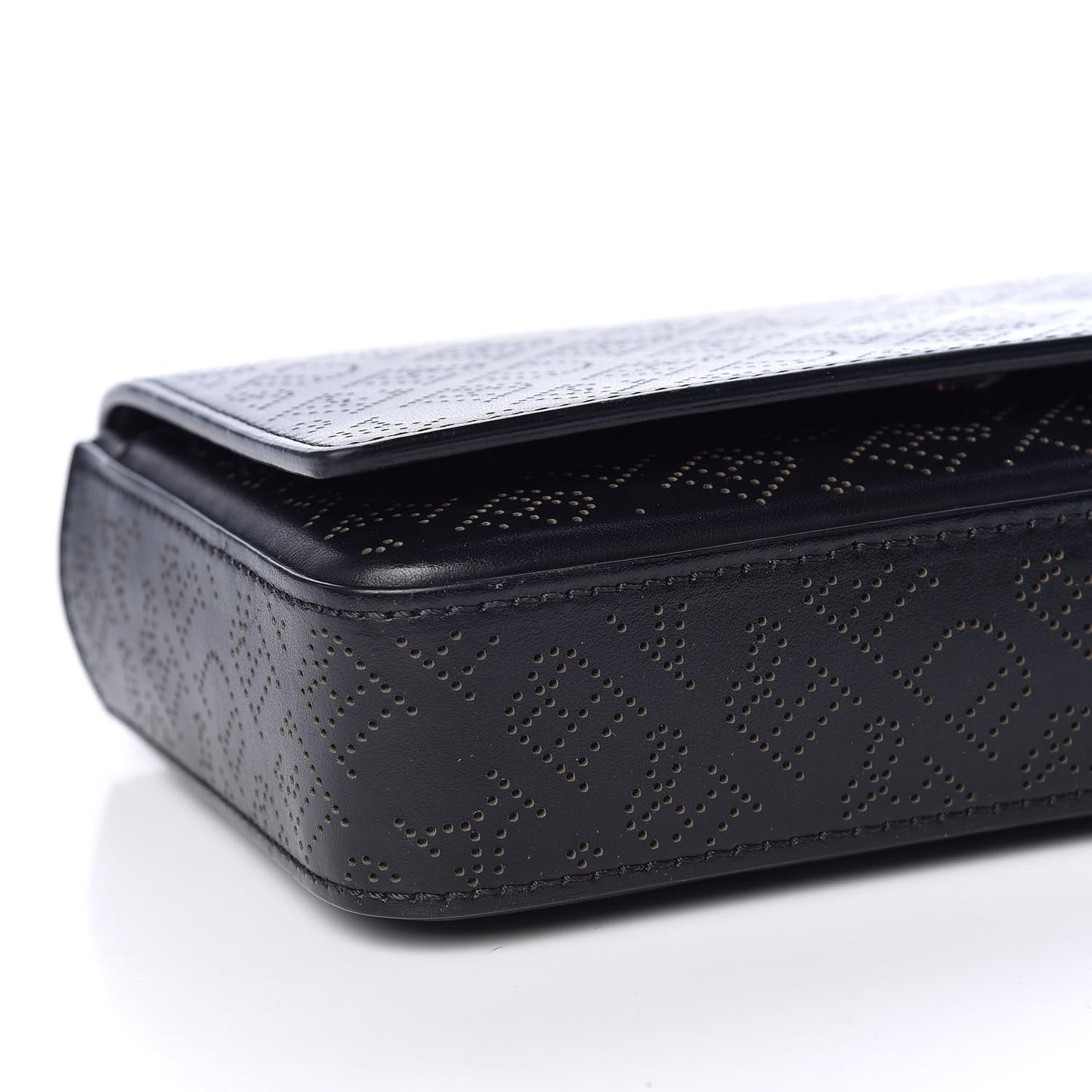 Calfskin Perforated Logo Hampshire Crossbody Black