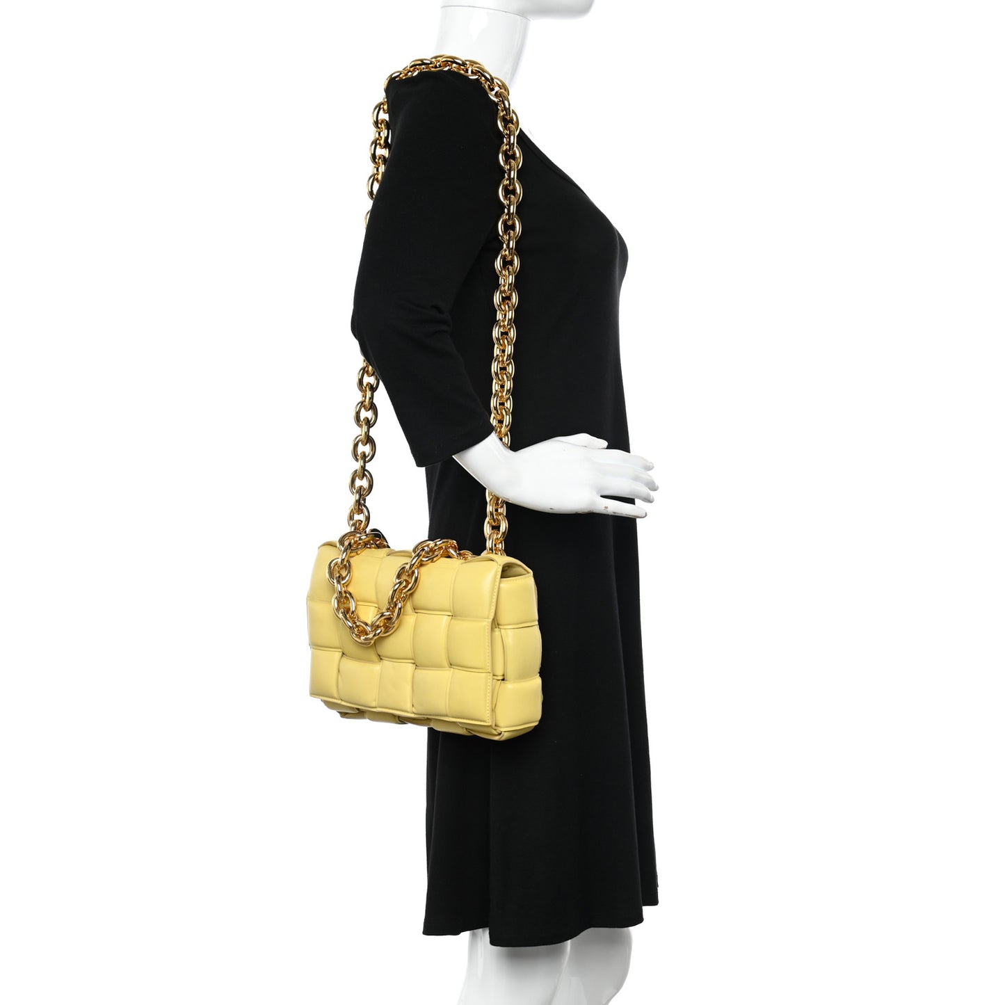 Lambskin Maxi Intreccio Padded Chain Cassette Crossbody Bag Corn