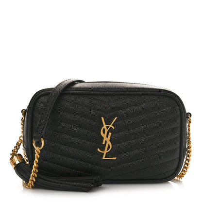Saint Laurent Grain De Poudre Matelasse Monogram Mini Lou Camera Bag Black 1 of 8