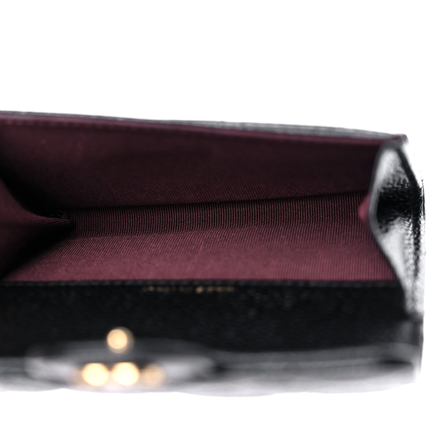 Caviar Quilted Flap Card Holder Wallet Black