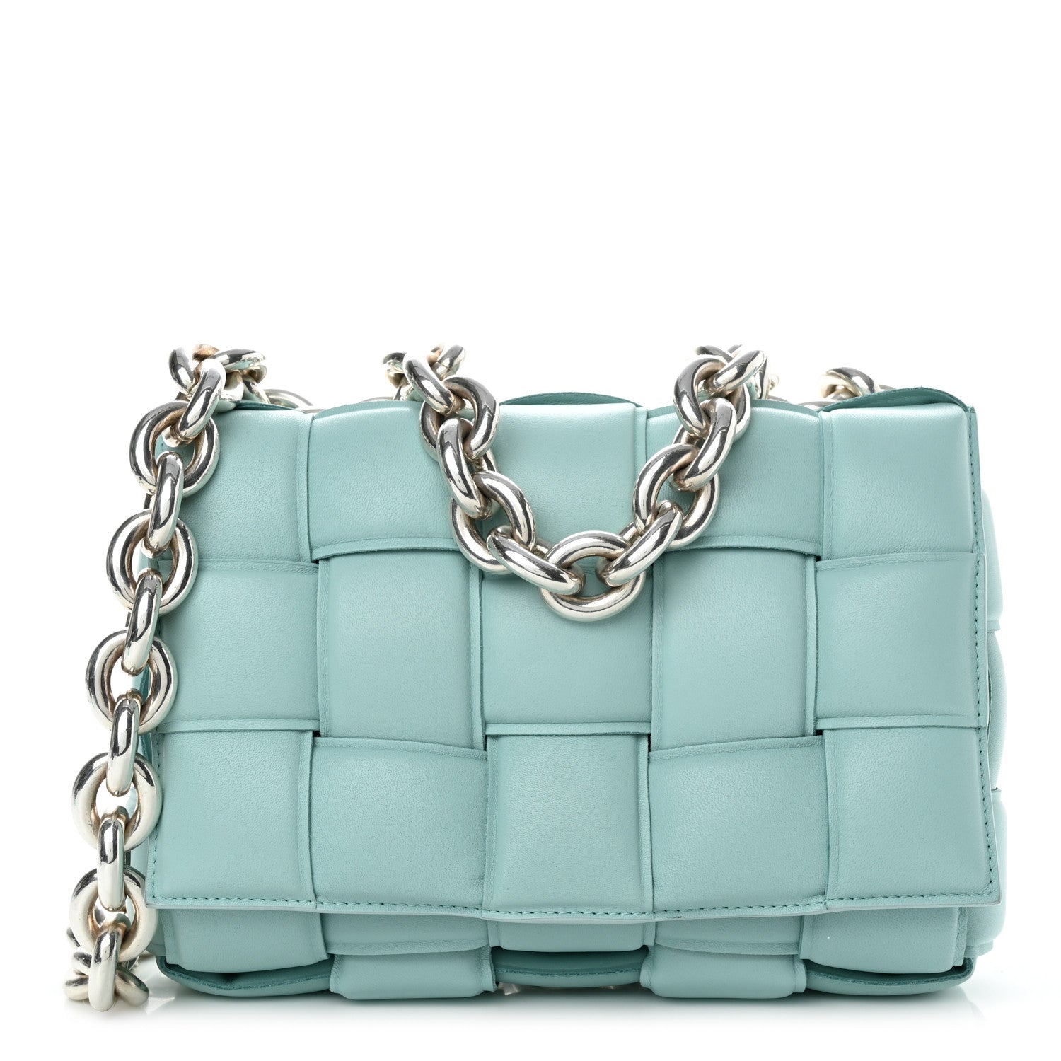 Bottega Veneta Lambskin Maxi Intreccio Padded Chain Cassette Crossbody Bag Spearmint 1 of 9