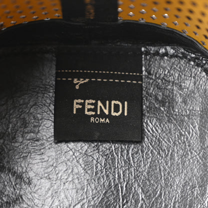 Fendi Vitello Liberty Glossy Lambskin F is Fendi Perforated Mini Mon Tresor Bucket Bag Sand Mimosa Black 6 of 10