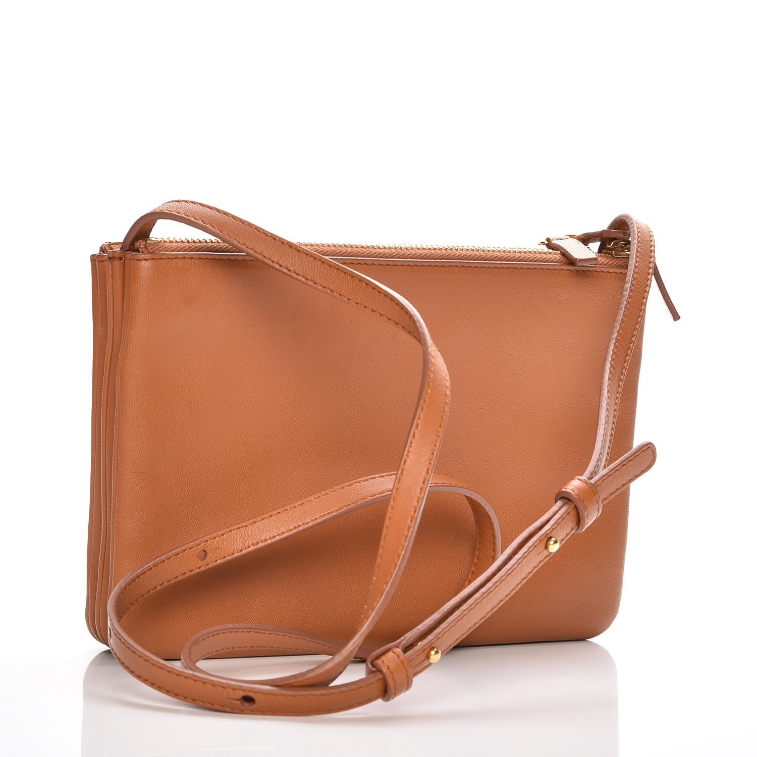 Celine Lambskin Small Trio Crossbody Bag Tan 3 of 7