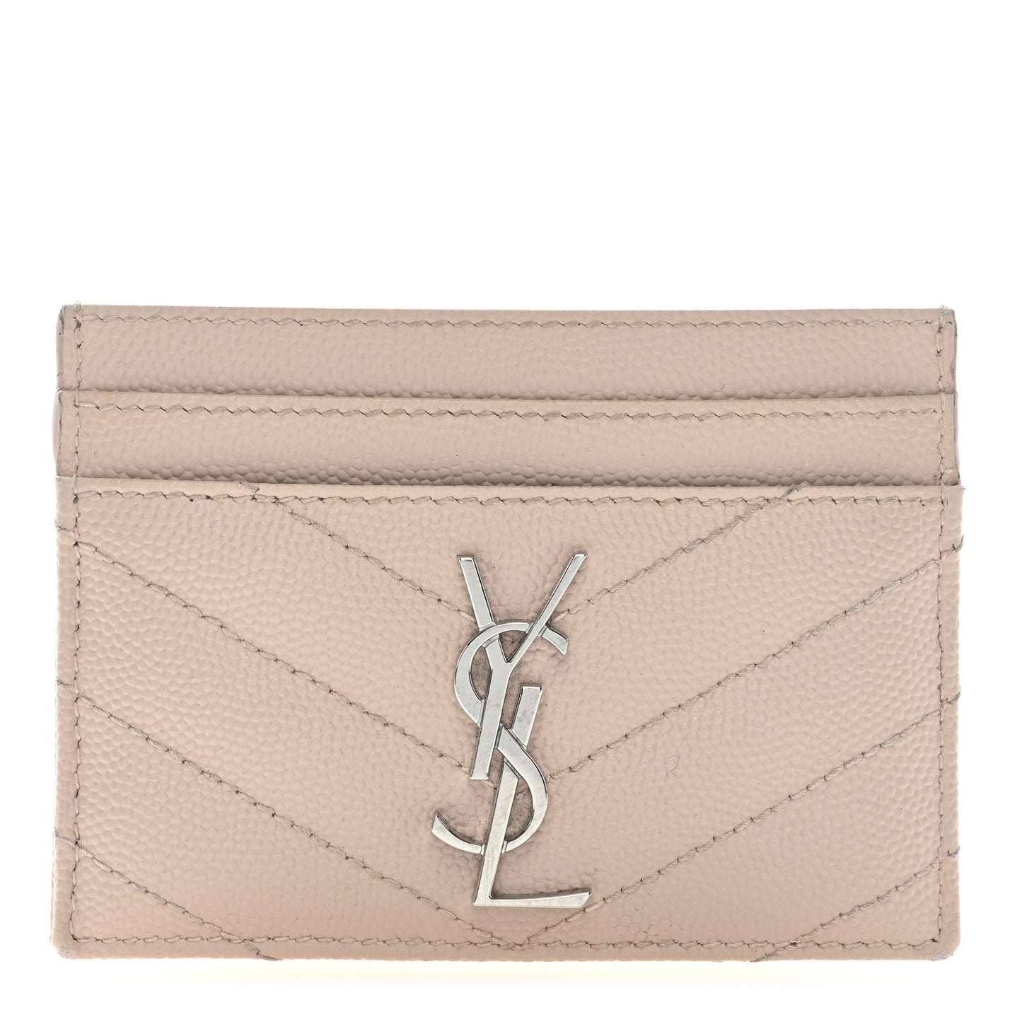 Grain De Poudre Matelasse Chevron Monogram Credit Card Case Pale Pink
