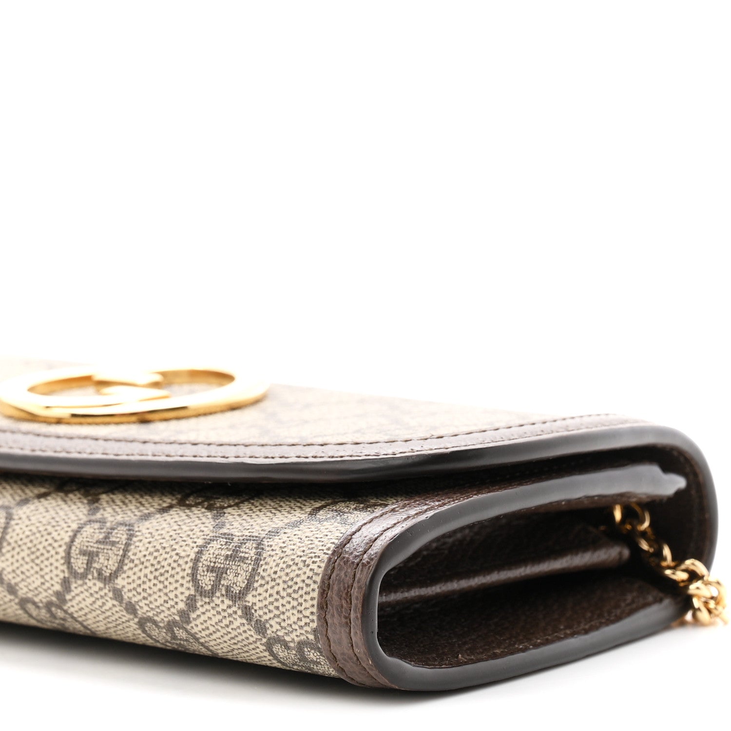 Gucci GG Supreme Monogram Textured Dollar Calfskin Blondie Continental Chain Wallet Beige Ebony New Acero 10 of 11