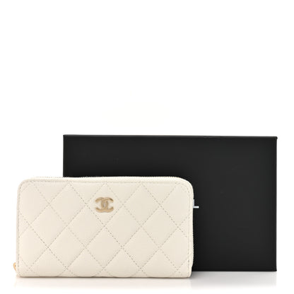 Chanel Caviar Quilted CC Medium Zip Around Wallet White 9 of 9