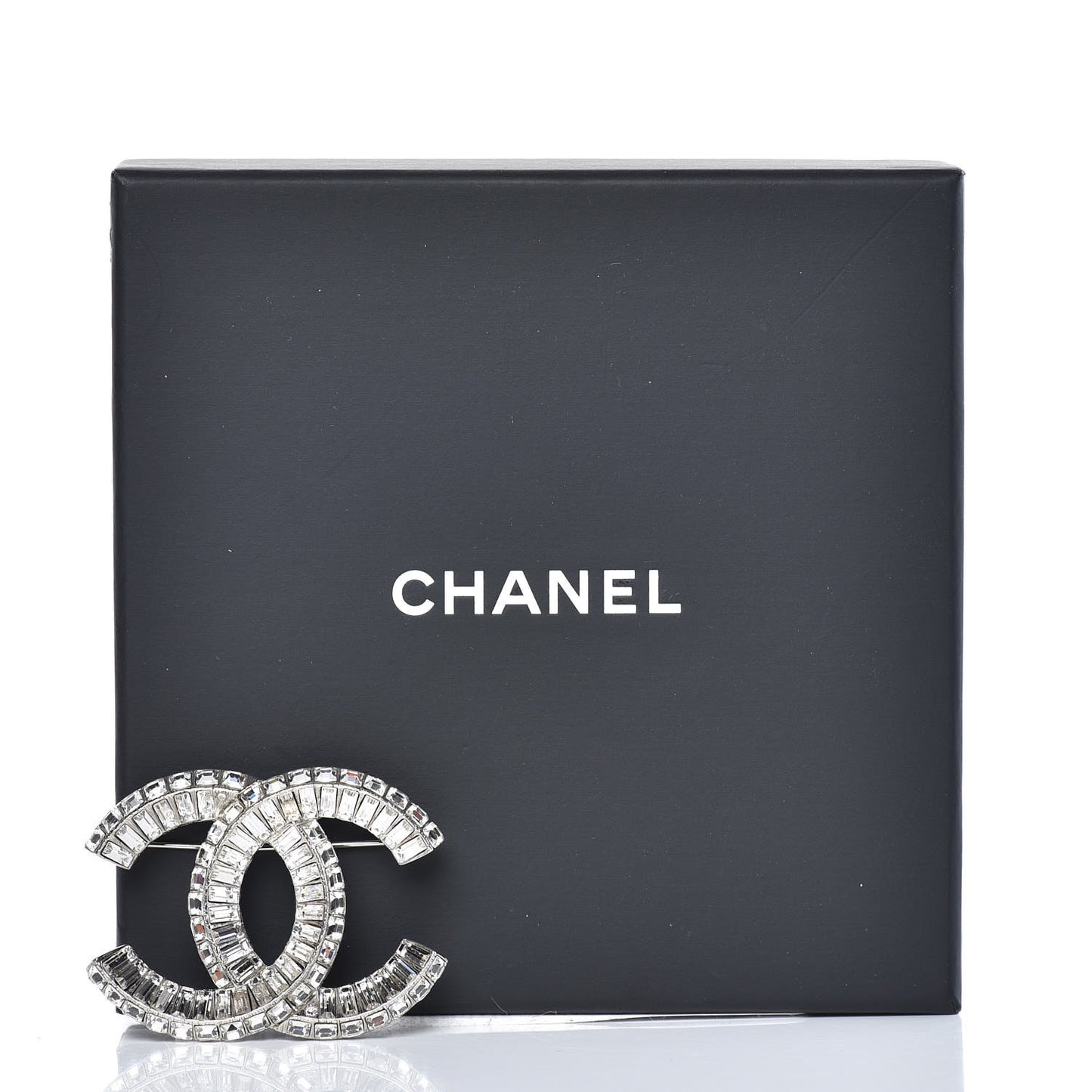 Baguette Crystal CC Brooch Silver